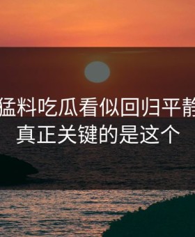 91爆料猛料吃瓜看似回归平静，原来真正关键的是这个