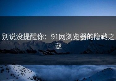 别说没提醒你：91网浏览器的隐藏之谜