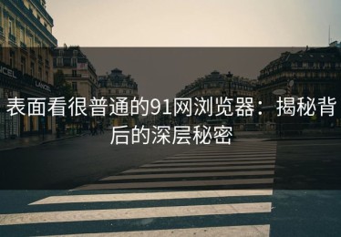 表面看很普通的91网浏览器：揭秘背后的深层秘密