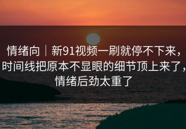 情绪向｜新91视频一刷就停不下来，时间线把原本不显眼的细节顶上来了，情绪后劲太重了