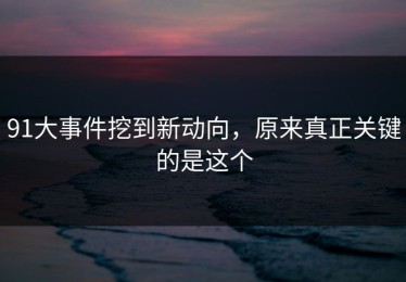 91大事件挖到新动向，原来真正关键的是这个