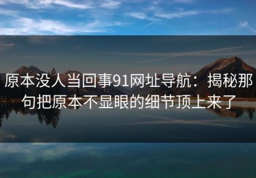 原本没人当回事91网址导航：揭秘那句把原本不显眼的细节顶上来了