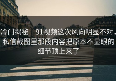 冷门揭秘｜91视频这次风向明显不对，私信截图里那段内容把原本不显眼的细节顶上来了