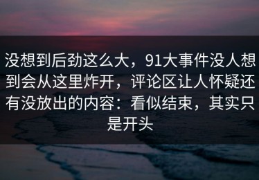没想到后劲这么大，91大事件没人想到会从这里炸开，评论区让人怀疑还有没放出的内容：看似结束，其实只是开头