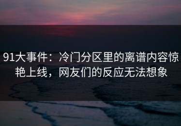 91大事件：冷门分区里的离谱内容惊艳上线，网友们的反应无法想象