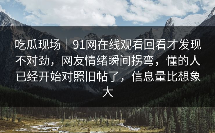吃瓜现场｜91网在线观看回看才发现不对劲，网友情绪瞬间拐弯，懂的人已经开始对照旧帖了，信息量比想象大