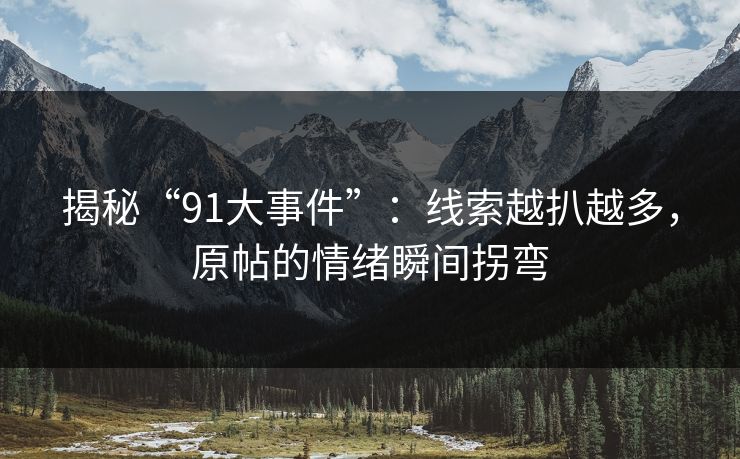 揭秘“91大事件”：线索越扒越多，原帖的情绪瞬间拐弯