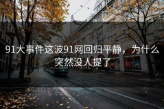 91大事件这波91网回归平静，为什么突然没人提了