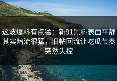 这波爆料有点猛：新91黑料表面平静其实暗流很猛，旧帖回流让吃瓜节奏突然失控