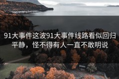 91大事件这波91大事件线路看似回归平静，怪不得有人一直不敢明说