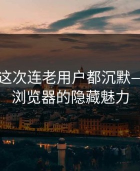没想到这次连老用户都沉默——91网浏览器的隐藏魅力