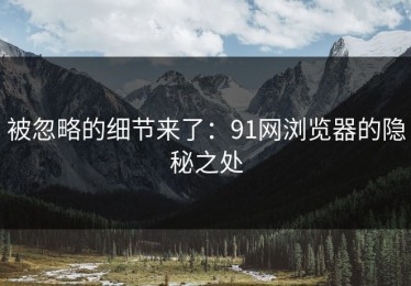 被忽略的细节来了：91网浏览器的隐秘之处