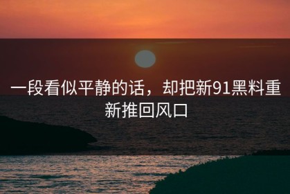 一段看似平静的话，却把新91黑料重新推回风口
