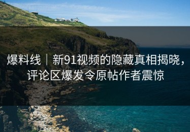 爆料线｜新91视频的隐藏真相揭晓，评论区爆发令原帖作者震惊