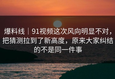 爆料线｜91视频这次风向明显不对，把猜测拉到了新高度，原来大家纠结的不是同一件事