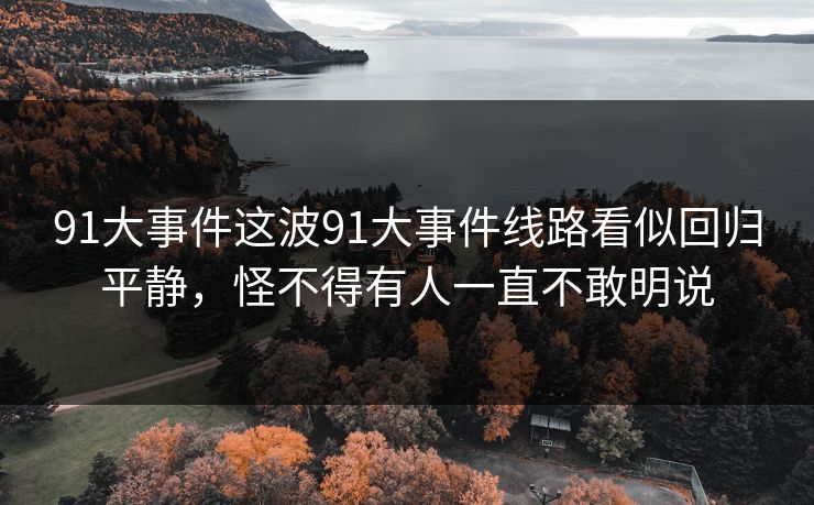 91大事件这波91大事件线路看似回归平静，怪不得有人一直不敢明说