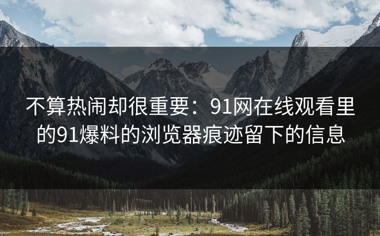 不算热闹却很重要:91网在线观看里的91爆料的浏览器痕迹留下的信息 不算热闹却很重要:91网在线观看里的91爆料的浏览器痕迹留下的信息