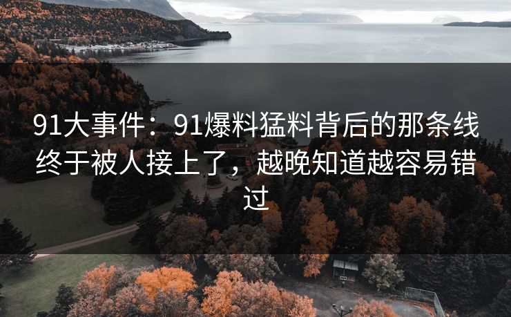 91大事件：91爆料猛料背后的那条线终于被人接上了，越晚知道越容易错过