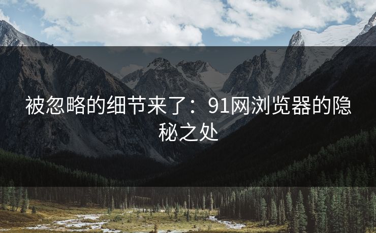 被忽略的细节来了：91网浏览器的隐秘之处